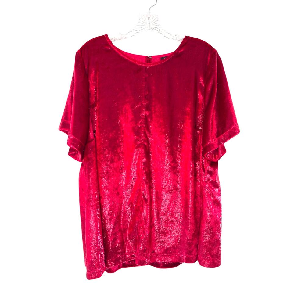 Lane Bryant Blouse Plus‎ Short Sleeve Red Holiday Party Christmas Party Size 18